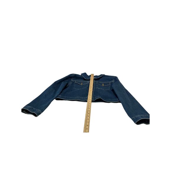 Calvin Klein Women’s Cropped Denim Jacket Blue Stretch Jean Size L - Picture 2 of 10